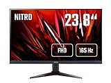 Acer Nitro VG240YS Gaming Monitor 23,8 Zoll (60 cm Bildschirm) Full HD, 165Hz OC, 144Hz, 2ms (G2G), 2xHDMI 2.0, DP 1.2, HDMI/DP FreeSync, Schwarz/rot